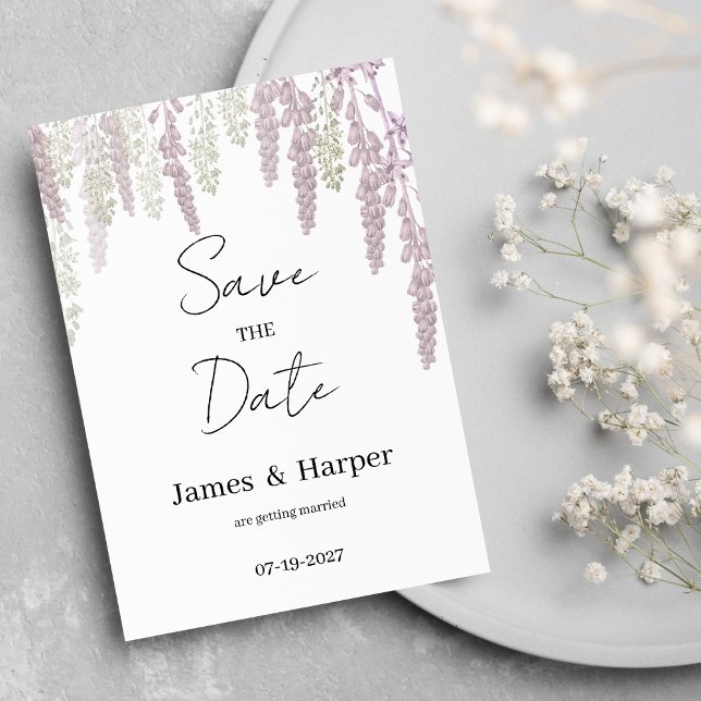 Elegant mauve Pink Minze grün blühend Save the Dat Einladung (Elegant mauve pink mint green floral Save the Date)