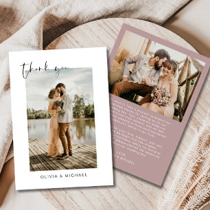 Elegant Mauve Script Foto Wedding Dankeschön Card Dankeskarte