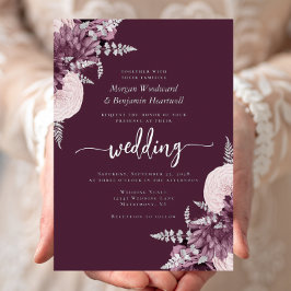 Elegant Mauve Silver Floral Wedding Folieneinladung