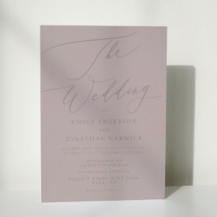 Elegant Mauve Taupe Calligraphy The Wedding Einladung