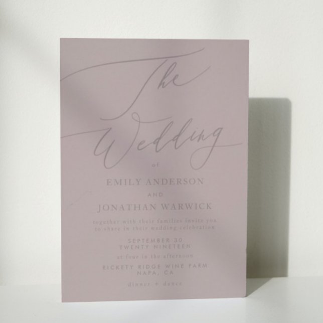Elegant Mauve Taupe Calligraphy The Wedding Einladung (Von Creator hochgeladen)