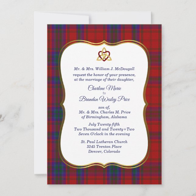 Elegant McDougall Tartan Karierte Einladung zur Ho (Vorderseite)