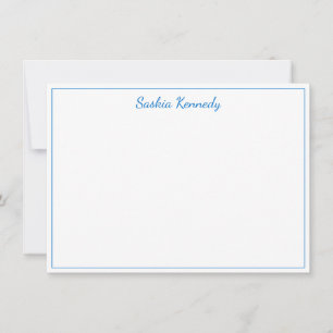 Elegant Medium Blue Script Border Personalisiert Mitteilungskarte