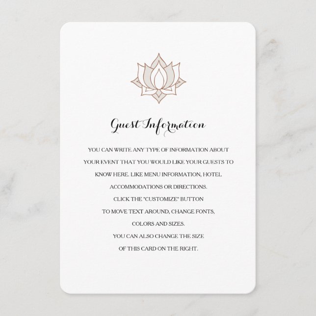 Elegant Mehndi Beilagen Karten (Vorderseite)