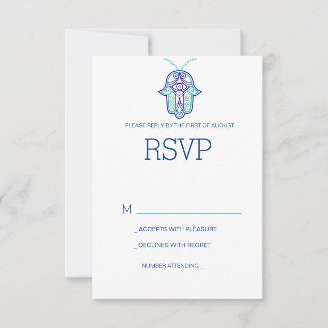 Elegant Mehndi Design Hochzeit RSVP Karte Marine (Vorderseite)
