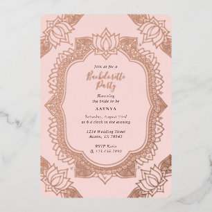 Elegant Mehndi Junggeselinnen-Abschied Rose Gold Folieneinladung