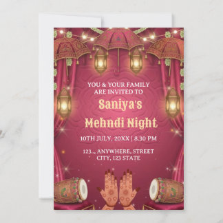 Elegant Mehndi Night Ceremony Invitation Einladung