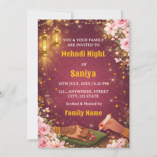Elegant Mehndi Night Ceremony Invitation Einladung
