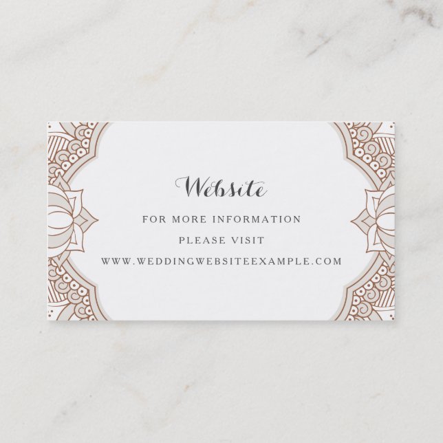 Elegant Mehndi Website Cards Visitenkarte (Rückseite)