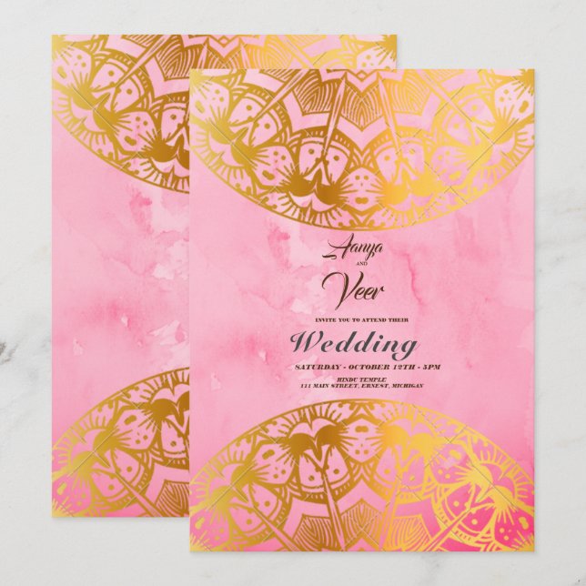 Elegant Mehndi Wedding Einladung (Vorne/Hinten)