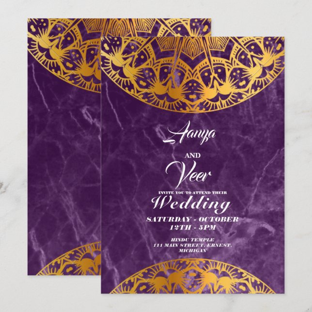 Elegant Mehndi Wedding Einladung (Vorne/Hinten)