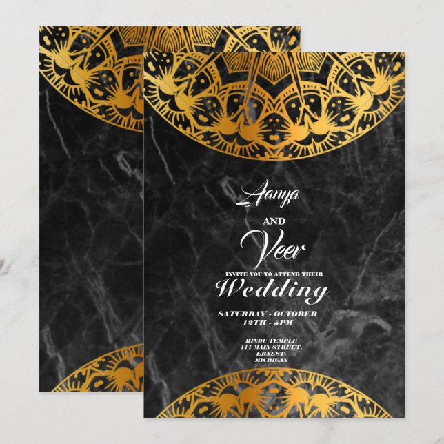 Elegant Mehndi Wedding Einladung (Vorne/Hinten)