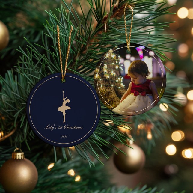 Elegant Mein erstes Weihnachten personalisierter S Keramik Ornament (Von Creator hochgeladen)