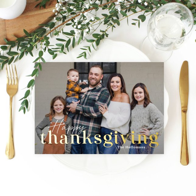 Élégant Mélange Foil Thanksgiving Carte photo (Créateur téléchargé)