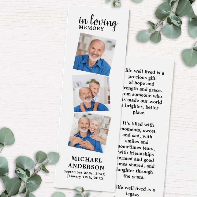 Elégant Mémorial 3 Photo Signet de prière funérair (Créateur téléchargé)