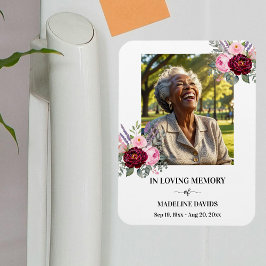 Elegant Memorial Photo Floral Magnet