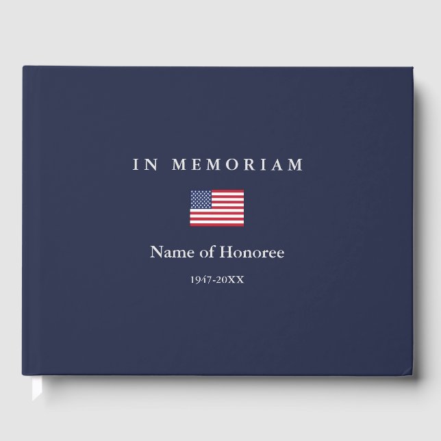 Elegant Memorial United Staaten Flag Gästebuch (Vorderseite)