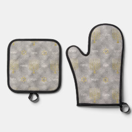 Elegant Menorahs Oven Mitt & Pot Holder Set