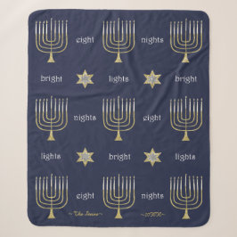Elegant Menorahs Sherpa Hanukkah Blanket/Mittel Sherpadecke