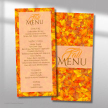 Élégant Menu Automnal de Feuilles Orange Plat