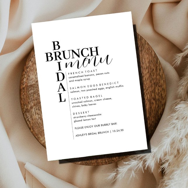 Élégant Menu de brunch nuptial au texte minimal (Créateur téléchargé)