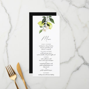 Élégant menu de calligraphie de citron italien