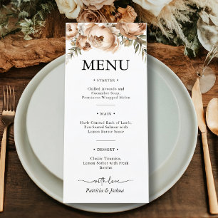 Élégant menu de Mariage Boho rustique