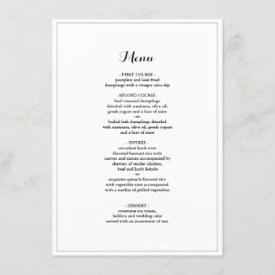 Élégant menu de Mariage frontalier minimaliste