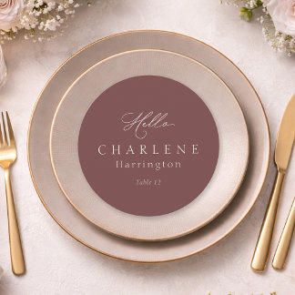 Élégant Menu de Mariage Rond et Carte de Placement