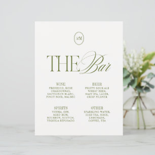 Élégant Menu de Mariage The Bar Vert Olive