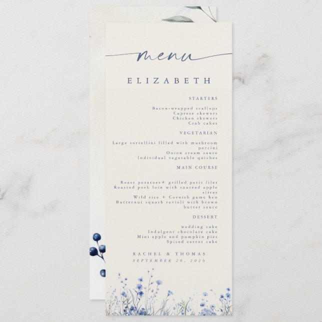 Elégant Menu De Réception De Mariage (Devant / Derrière)