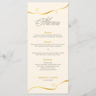 Élégant Menu Dîner Gold Swirl   Couleur modifiable