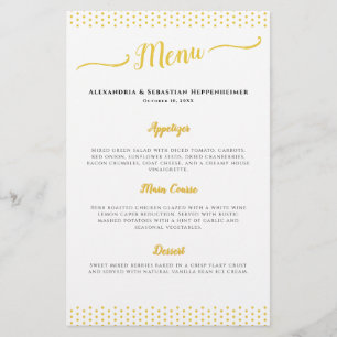 Élégant menu du 50e anniversaire de Mariage