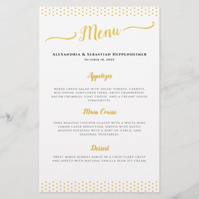 Élégant menu du 50e anniversaire de Mariage (Devant)