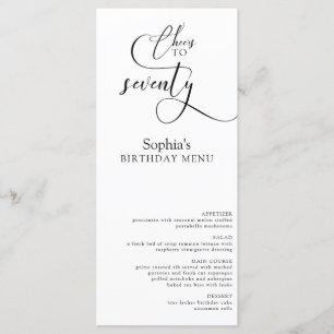 Elégant menu fête du 70e anniversaire