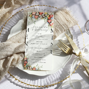 Élégant menu Floral Mariage moderne