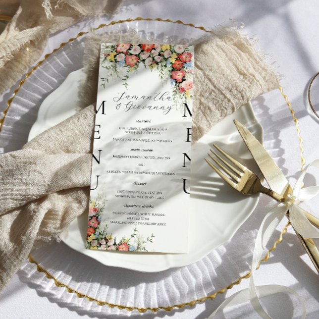 Élégant menu Floral Mariage moderne (Créateur téléchargé)