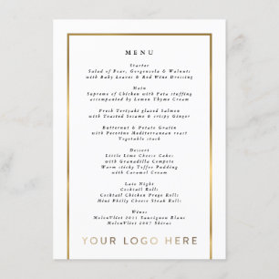 Élégant menu Gold Frame Logo Professionnel Personn