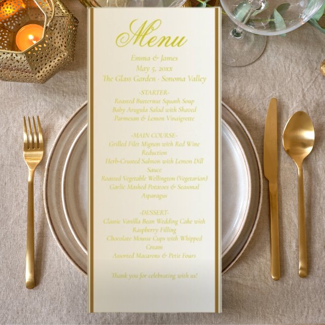 Elégant menu ivoire et Mariage jaune (Créateur téléchargé)
