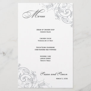 Élégant menu Mariage à fleurs d'eau douce