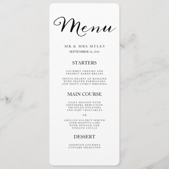 Élégant menu Mariage Black Stripes (Devant)