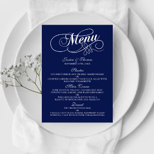 Élégant Menu Mariage Bleu Et Blanc Modèles