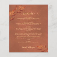Élégant menu Mariage budget Feuille en terre cuite
