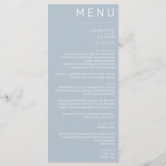 Élégant menu Mariage classique (Dos)