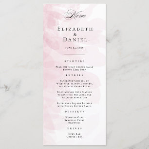 Élégant menu Mariage couleur rose pâle
