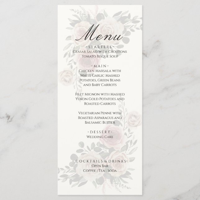 Élégant menu Mariage de automne d'hiver Floral (Devant)