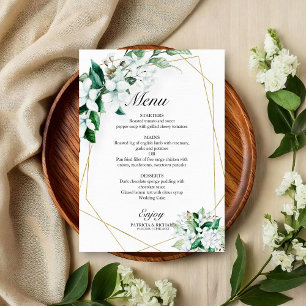 Elégant menu Mariage de fleurs géométriques