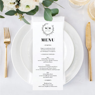 Élégant menu Mariage de monogramme de couronne