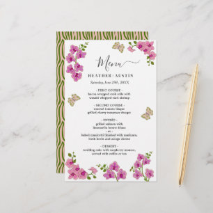 Élégant menu Mariage délicieuse d'orchidées violet
