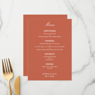 Élégant menu Mariage en terre cuite élégant